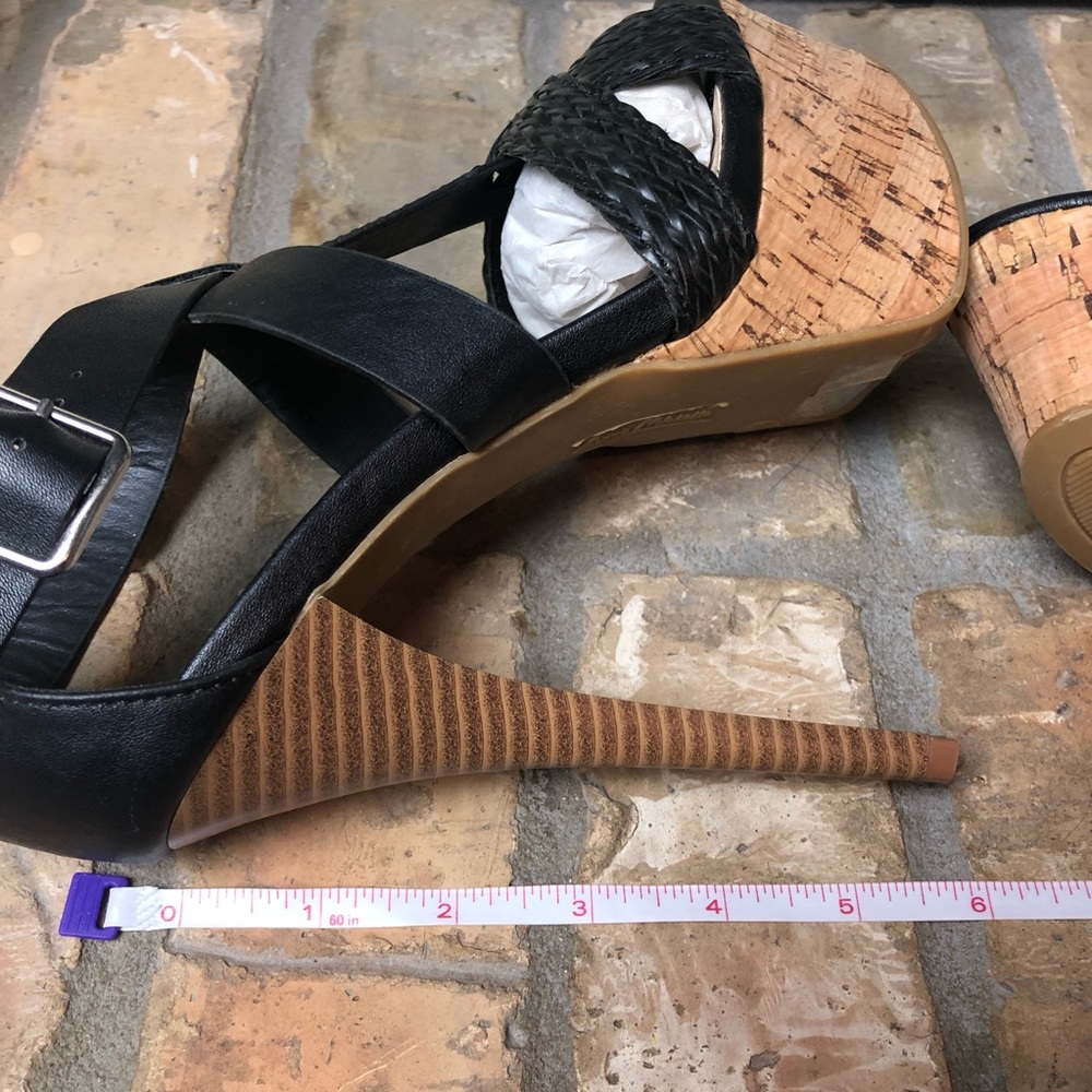 ANNE MICHELLE platform high heels black straps 7.5 - Picture 9 of 11